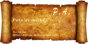 Petrin Anikó névjegykártya
